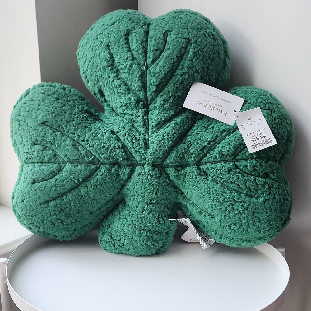Green Shamrock Shaped Pillow